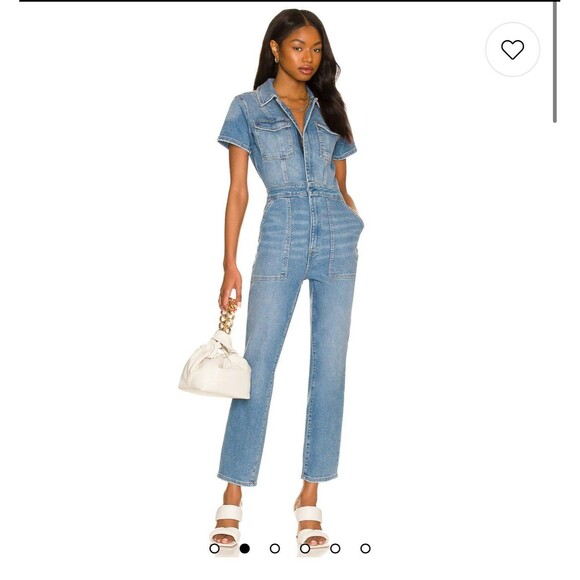 GOOD AMERICAN Fit For Success Stretch Denim Jumpsuit small NWT - Picture 3 of 7